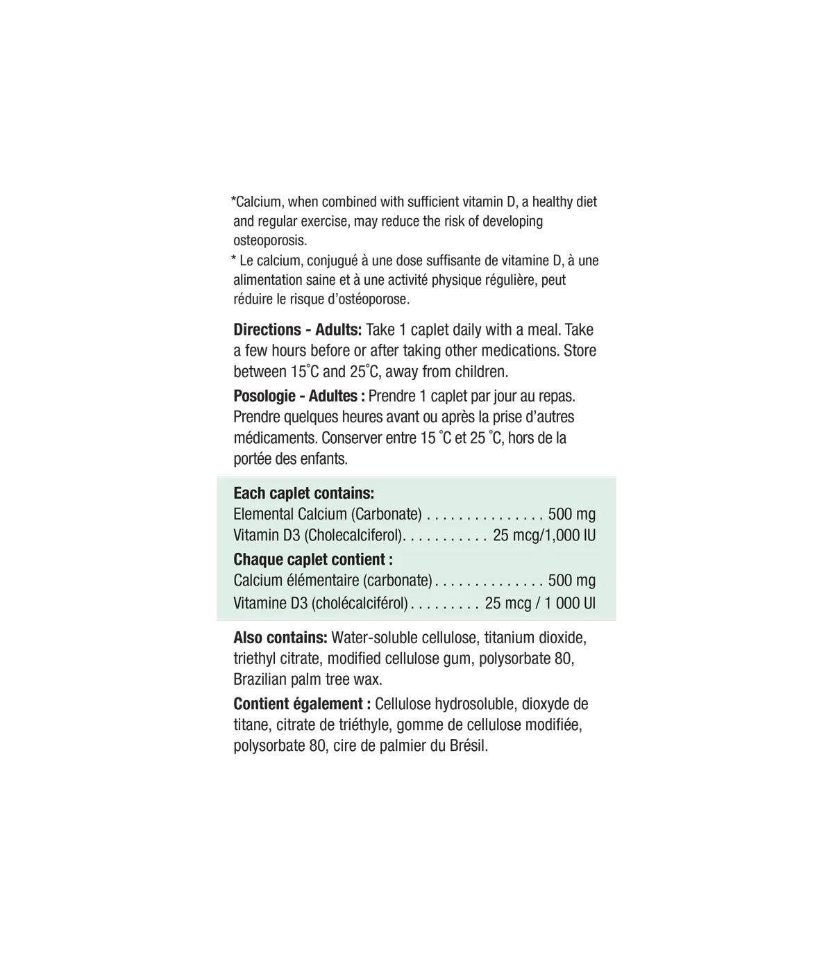 Jamieson Calcium 500 mg  + Vitamin D 1000 IU 90 Caplets | Unbeatable Prices, Daily Deals | VITASHOP