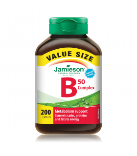 Jamieson B-Complex 50 mg VALUE SIZE 200 Caplets | Unbeatable Prices, Daily Deals | VITASHOP