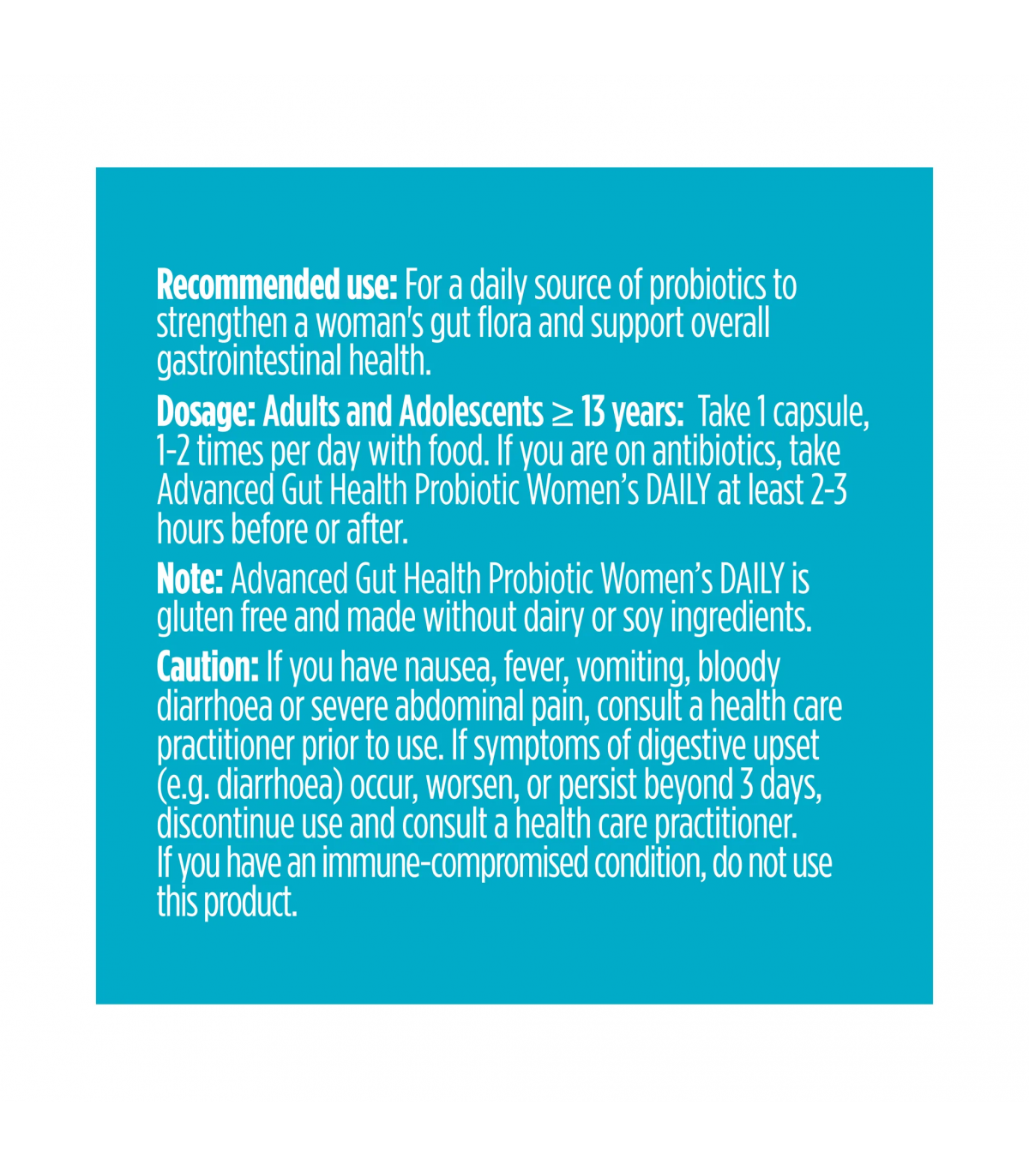 Advanced Gut Health Probiotic Womens Daily 30 Capsules | Safest & Easiest Shopping Vitamins Online | VITASHOP