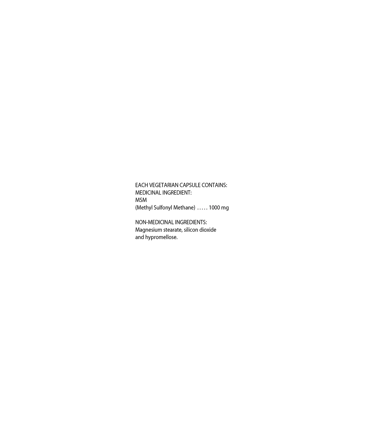 MSM Methylsulfonylmethane 1000 mg  180 Capsules | Safest & Easiest Shopping Vitamins Online | VITASHOP