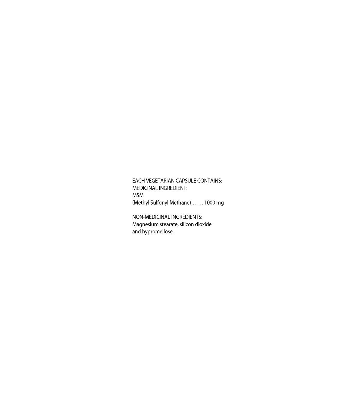 MSM Methylsulfonylmethane 1000 mg  180 Capsules | Safest & Easiest Shopping Vitamins Online | VITASHOP