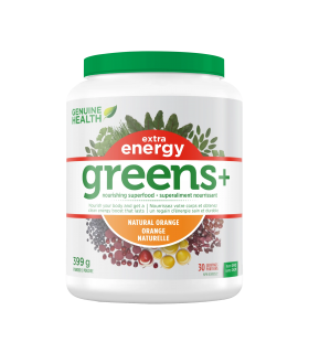 Genuine Health Greens+ Extra Energy Natural Orange 399 g | Unbeatable Prices, Daily Deals | VITASHOP