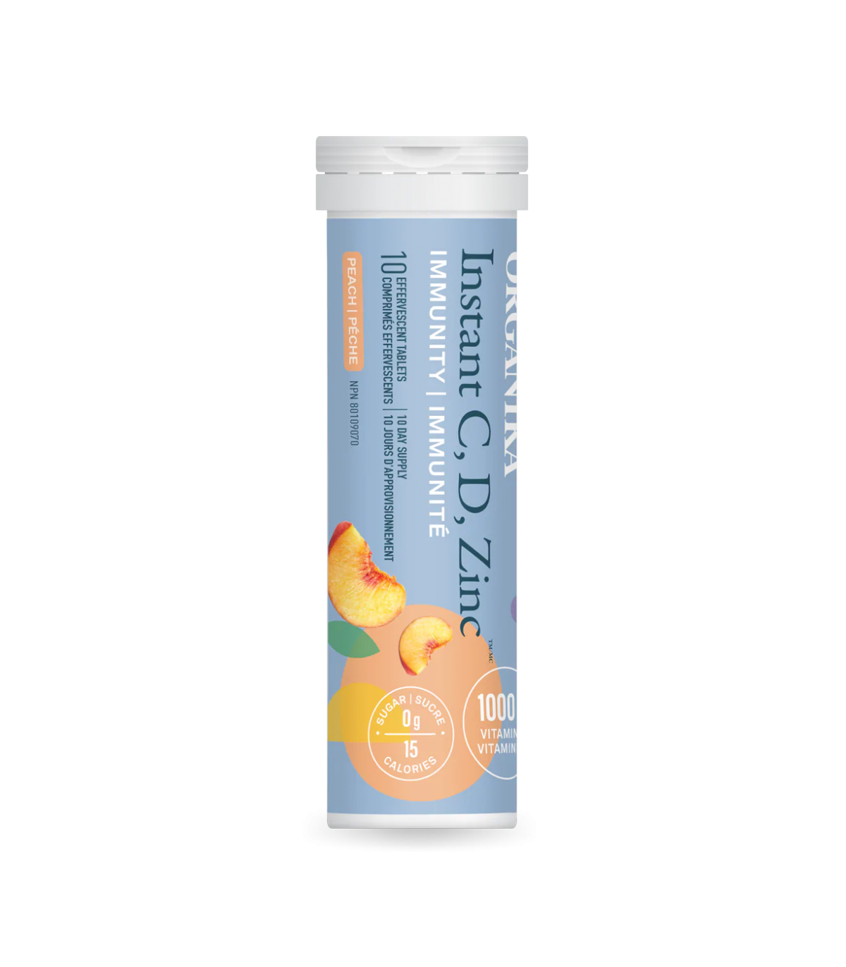 Instant C, D, Zinc Immunity- Peach 8 Tubes 10 Tablets | Safest & Easiest Shopping Vitamins Online | VITASHOP