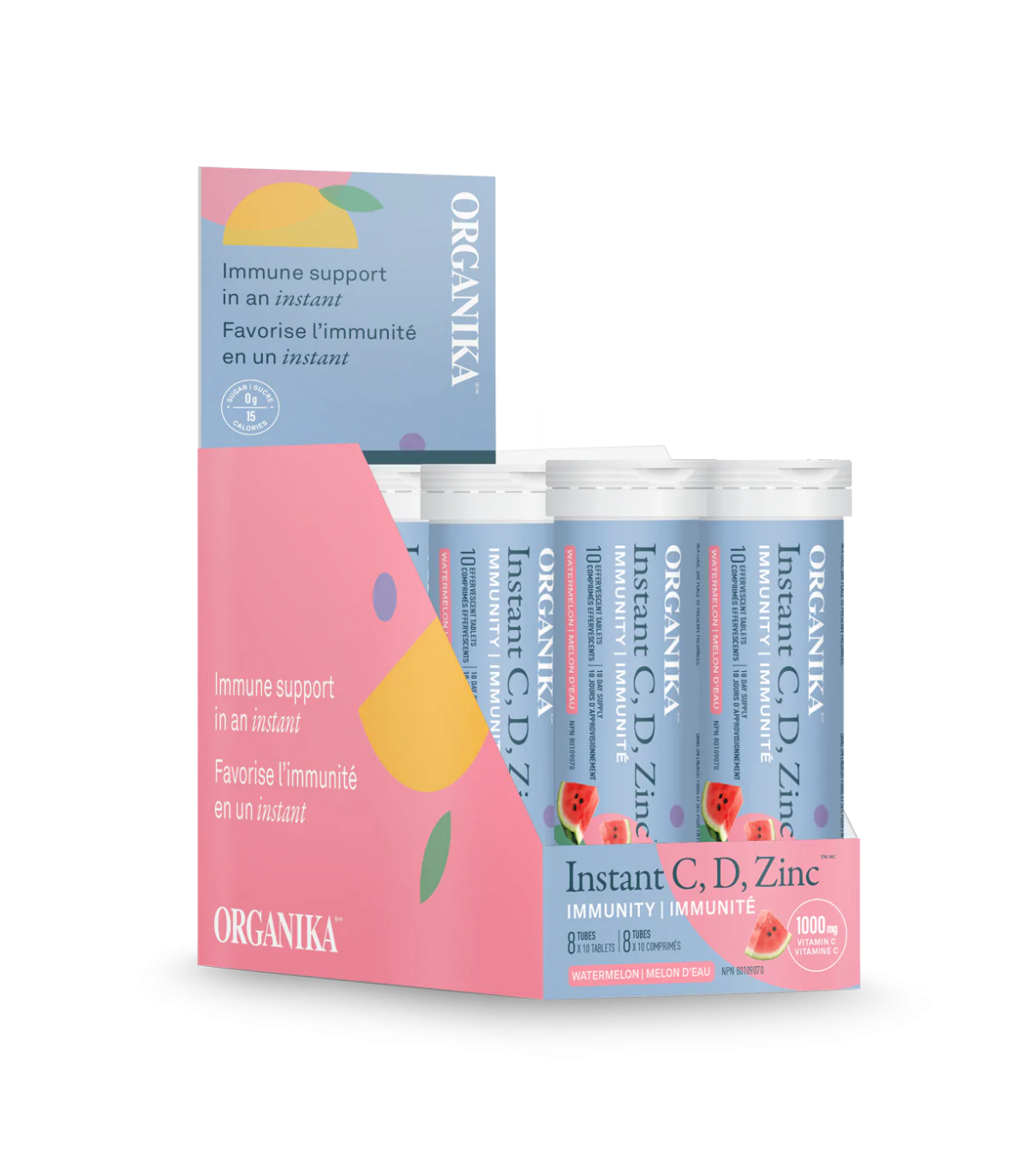 Instant C, D, Zinc Immunity- Watermelon 8 Tubes 10 Tablets | Safest & Easiest Shopping Vitamins Online | VITASHOP