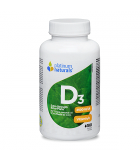 Platinum Naturals Vitamin D3 2500 IU Extra Strength 180 Softgels | Unbeatable Prices, Daily Deals | VITASHOP