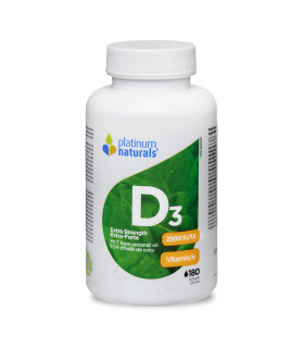 Platinum Naturals Vitamin D3 2500 IU Extra Strength 180 Softgels | Unbeatable Prices, Daily Deals | VITASHOP