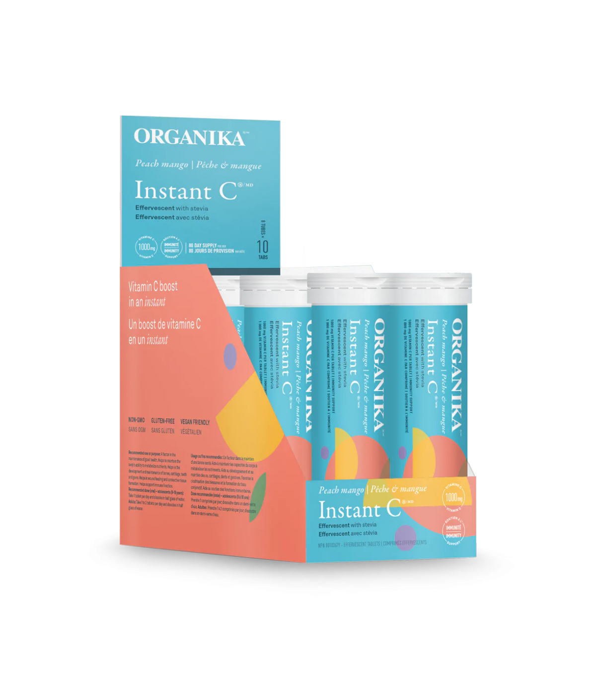 Organika Instant C Peach Mango w/Stev 8 Tubes 10 Tablets | Unbeatable Prices, Daily Deals | VITASHOP