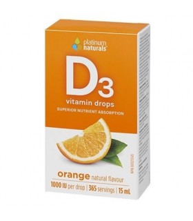 Platinum Naturals Vitamin D3 Drops 1000 IU, Orange 15 ml | Unbeatable Prices, Daily Deals | VITASHOP