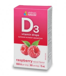 Platinum Naturals Vitamin D3 Drops 1000 IU, Raspberry 15 ml | Unbeatable Prices, Daily Deals | VITASHOP