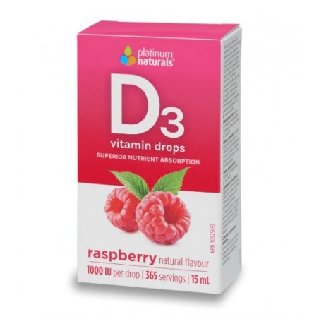 Platinum Naturals Vitamin D3 Drops 1000 IU, Raspberry 15 ml | Unbeatable Prices, Daily Deals | VITASHOP