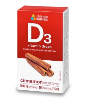 Platinum Naturals Vitamin D3 Drops 1000 IU, Cinnamon 15 ml | Unbeatable Prices, Daily Deals | VITASHOP