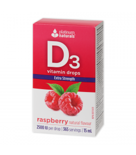 Platinum Naturals Vitamin D3 Drops 2500 IU Extra Strength, Raspberry 15 ml | Unbeatable Prices, Daily Deals | VITASHOP