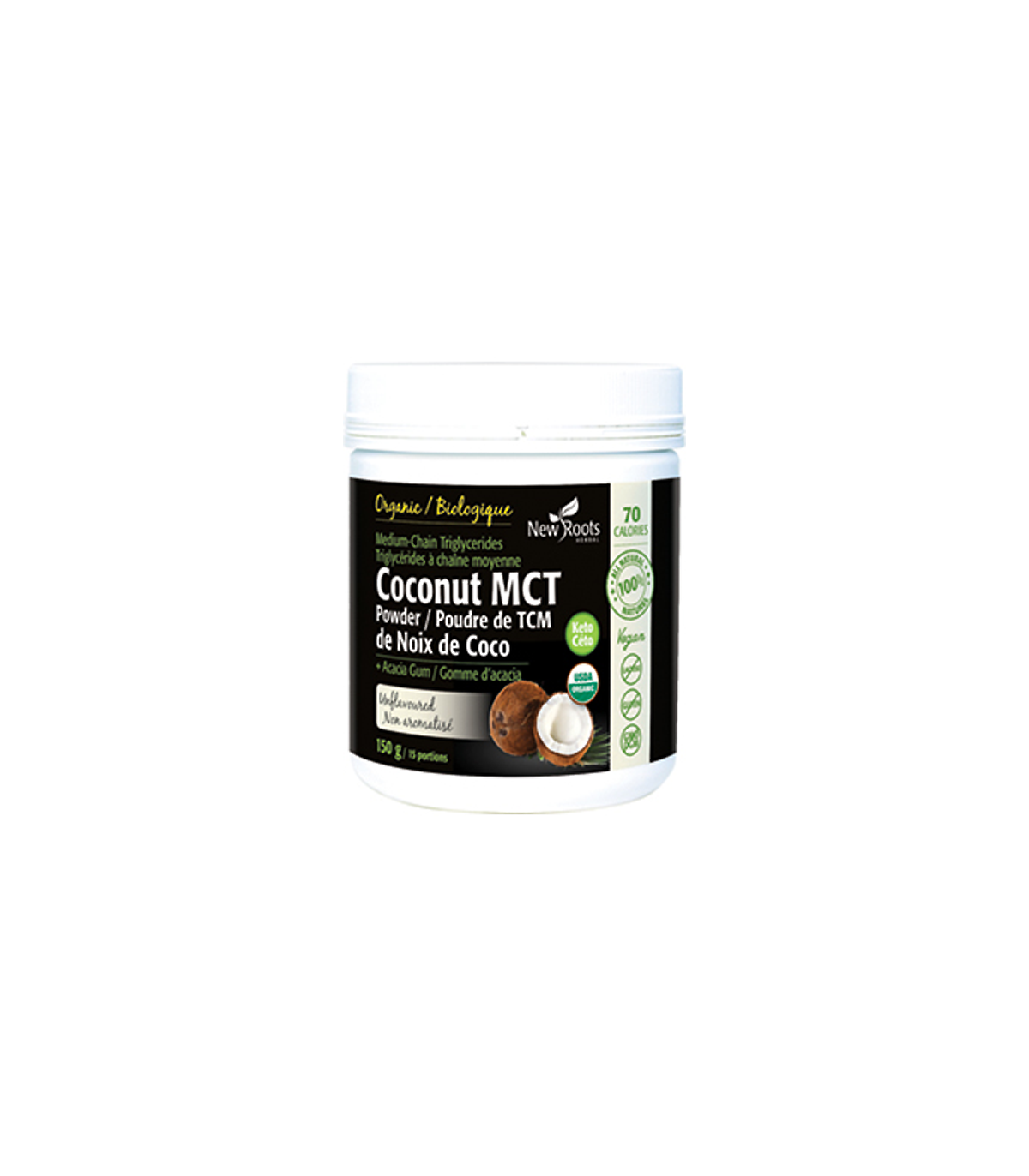 New Roots Coconut MCT Powder + Acacia Gum 150 g | Unbeatable Prices, Daily Deals | VITASHOP