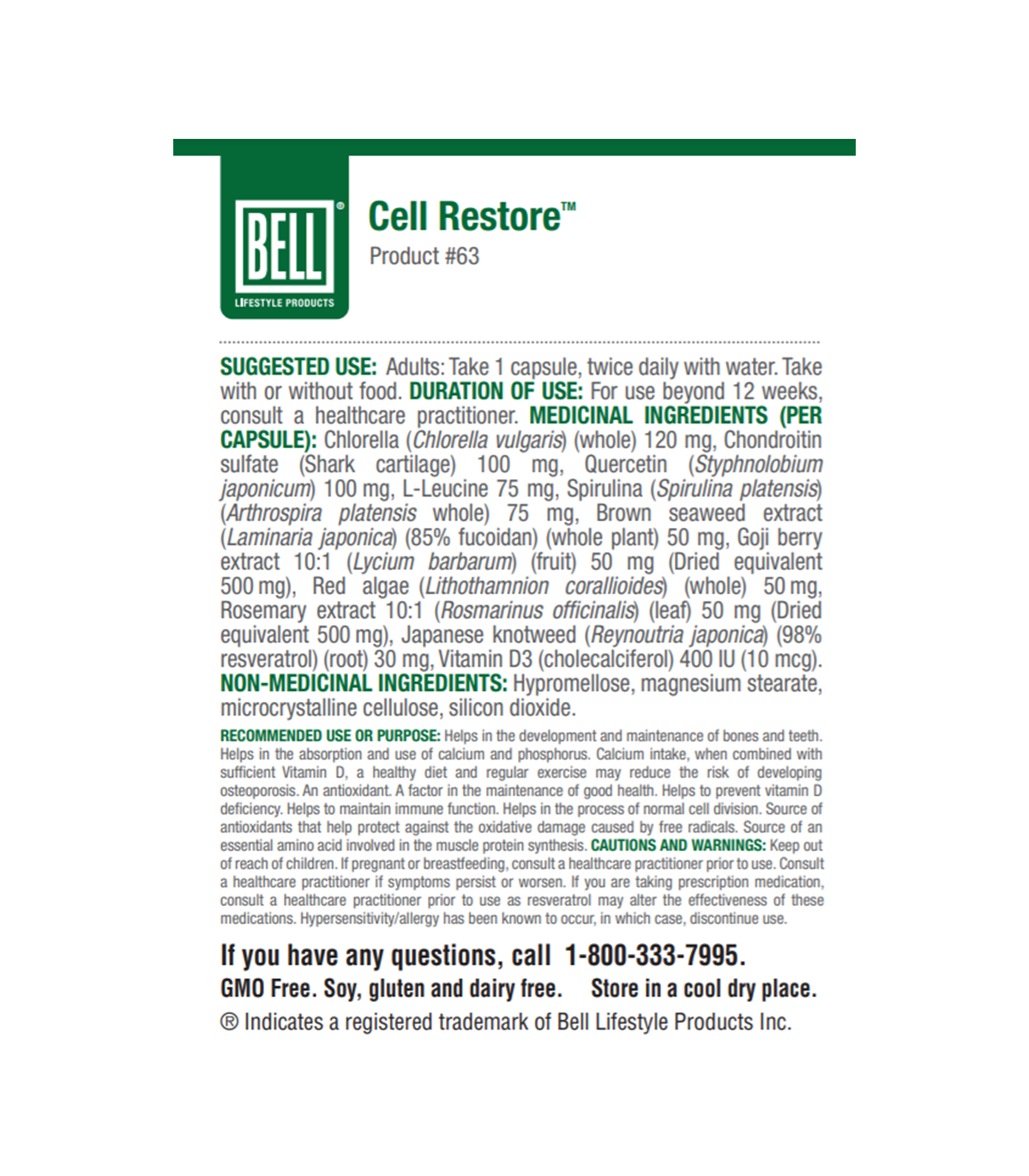 Bell Lifestyle Cell Restore 60 Capsules | Unbeatable Prices, Daily Deals | VITASHOP