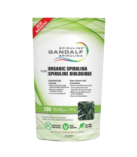 Gandalf Spirulina 간달프 스피루리나 간달프 유기농 스피루리나 400 mg 200 식물성 캡슐 | 매일 업데이트되는 특가 상품 | VITASHOP