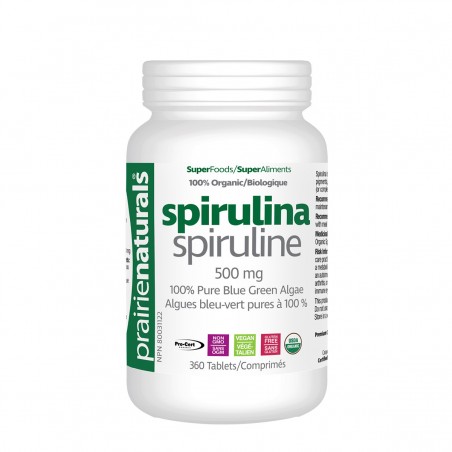 Prairie Naturals Organic Spirulina Blue Green Algae 360 Tablets | Unbeatable Prices, Daily Deals | VITASHOP