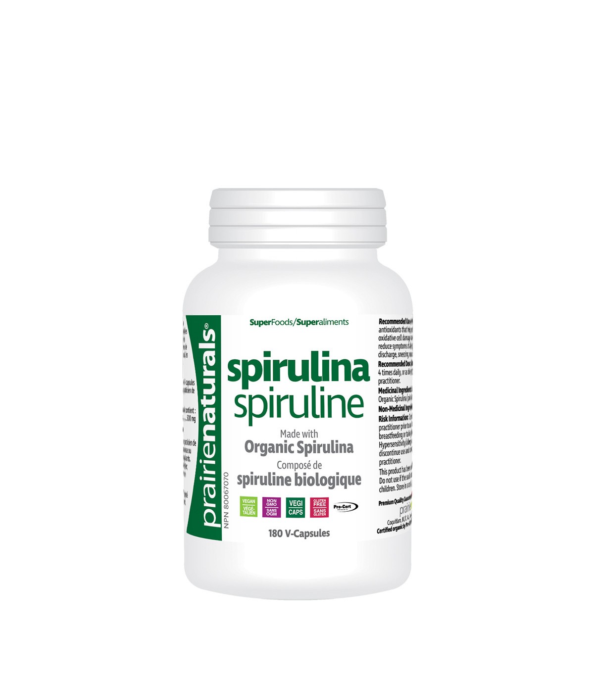 Prairie Naturals Organic Spirulina Blue Green Algae 180 Vegi Capsules | Unbeatable Prices, Daily Deals | VITASHOP