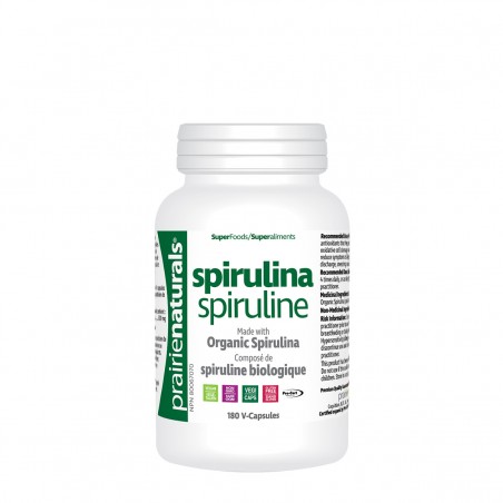 Prairie Naturals Organic Spirulina Blue Green Algae 180 Vegi Capsules | Unbeatable Prices, Daily Deals | VITASHOP