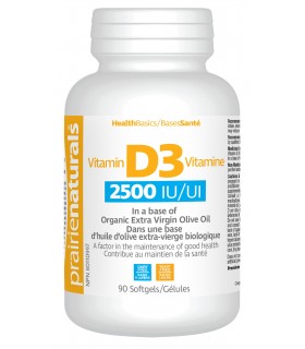 Prairie Naturals Vitamin D3 Cholecalciferol 2,500 IU in Organic Extra-Virgin Olive Oil 90 Softgels | Unbeatable Prices, Daily De