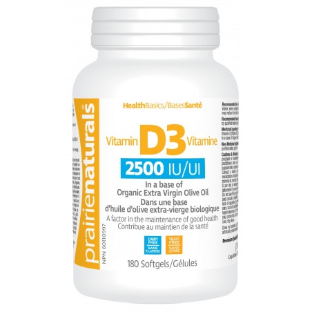 Vitamin D3 Cholecalciferol 2,500 IU in Organic Extra-Virgin Olive Oil 180 Softgels | Safest & Easiest Shopping Vitamins Online |