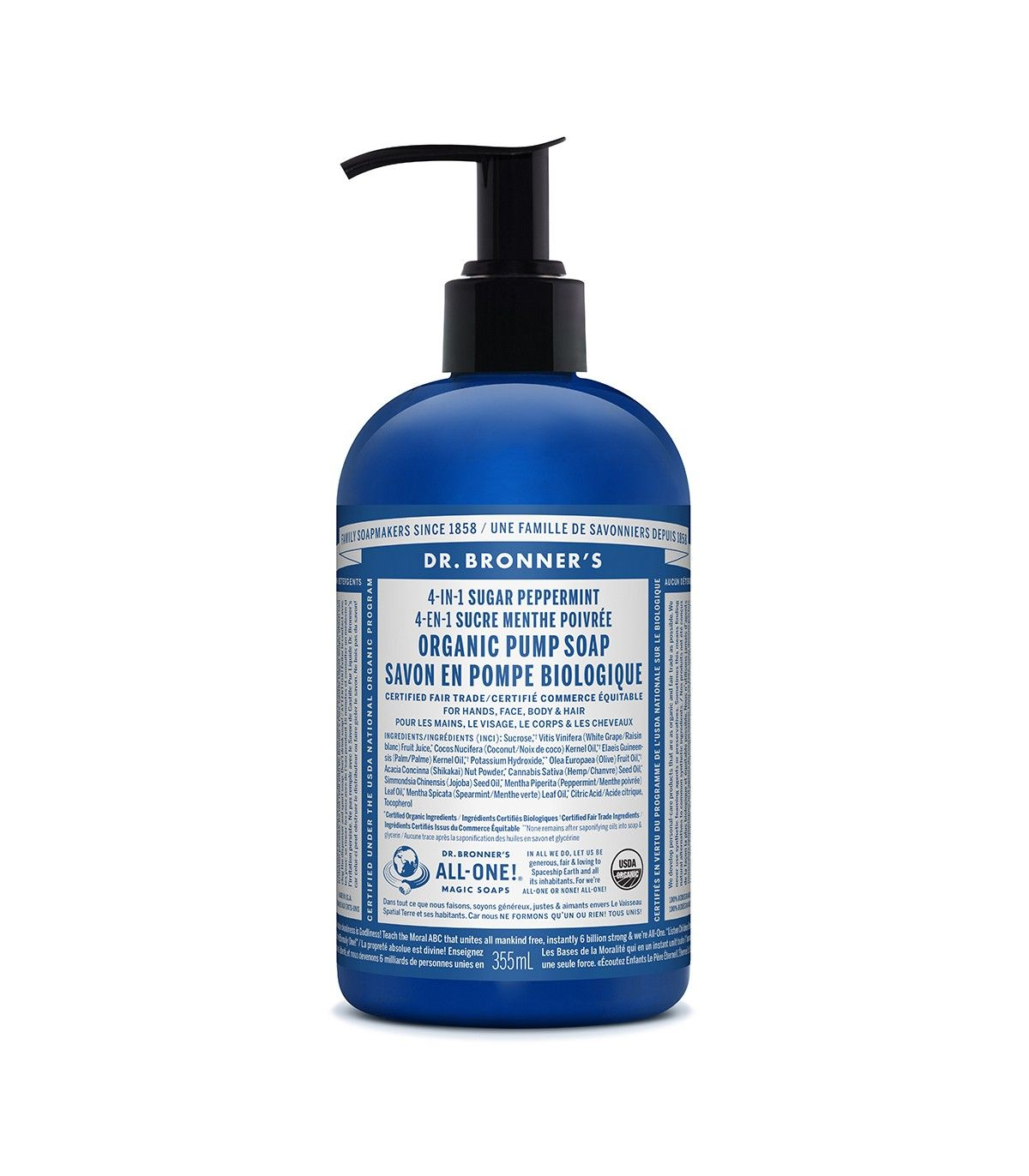 Dr. Bronner's 닥터 브로너스 페퍼민트 슈가 펌프 솝 오그 355ml | 매일 업데이트되는 특가 상품 | VITASHOP