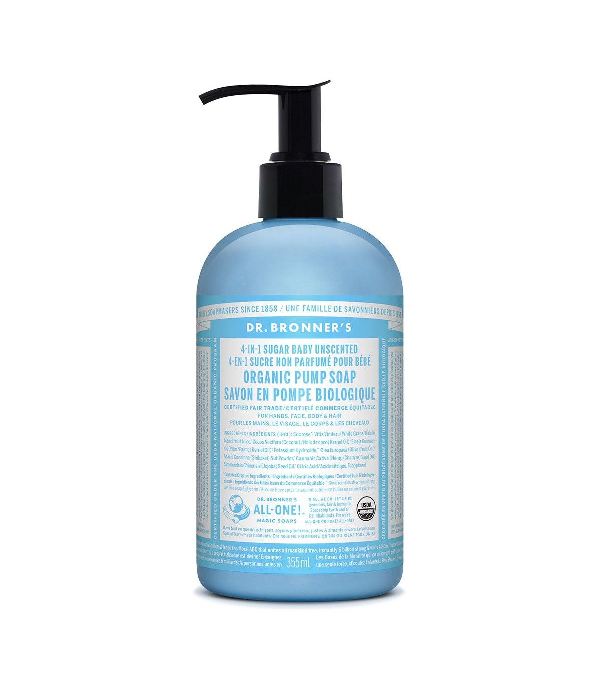 Dr. Bronner's 닥터 브로너스 베이비 무향 슈가 펌프 비누 355ml | 매일 업데이트되는 특가 상품 | VITASHOP