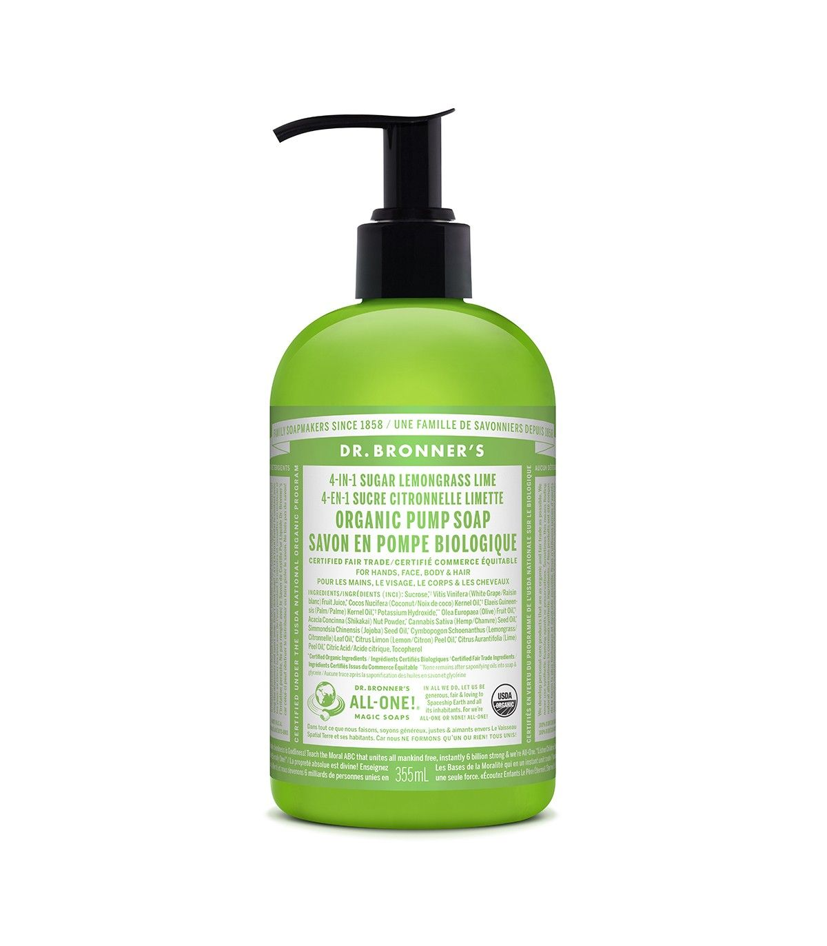 Dr. Bronner's Lemongrass Lime Sugar Pump Soap 355 ml | Unbeatable Prices, Daily Deals | VITASHOP