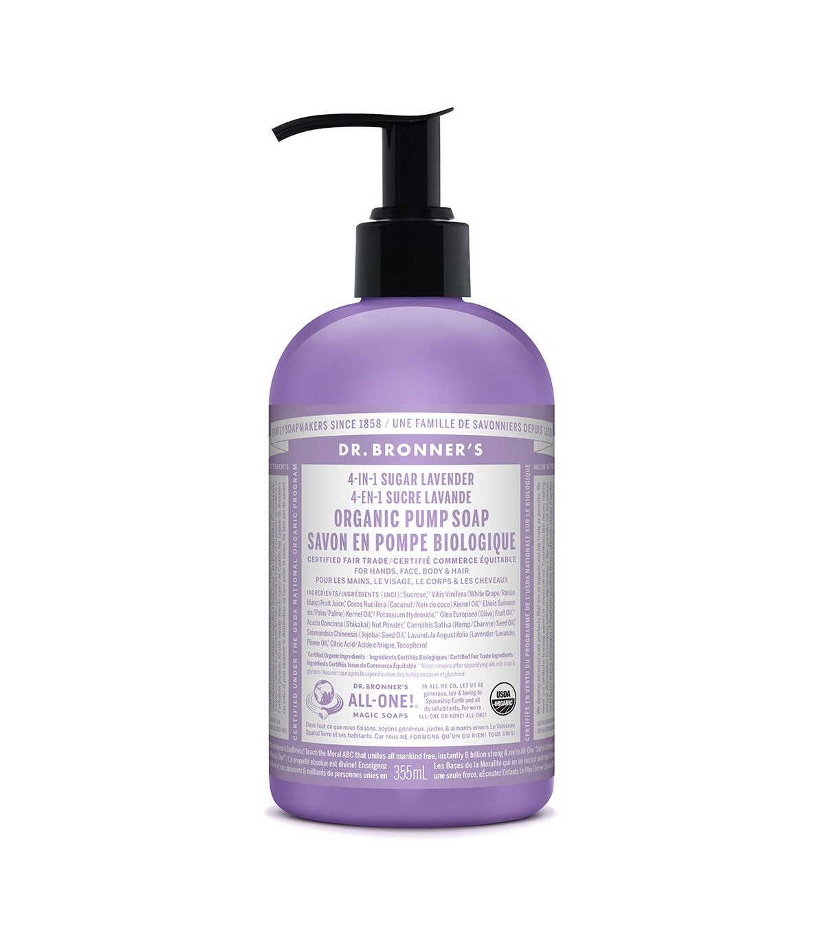 Dr. Bronner's 닥터 브로너스 라벤더 슈가 펌프 비누 비누 355ml | 매일 업데이트되는 특가 상품 | VITASHOP