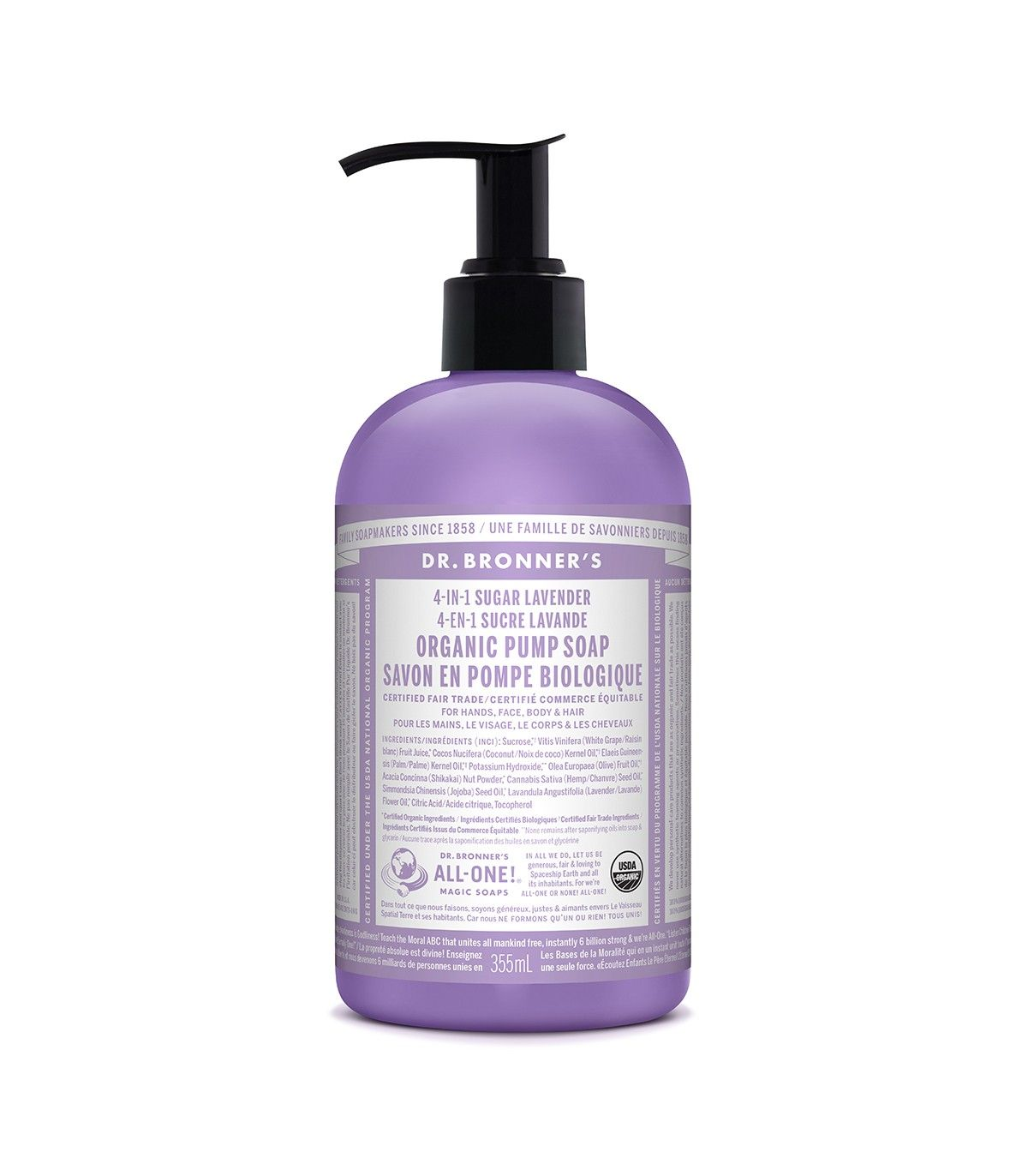 Dr. Bronner's 닥터 브로너스 라벤더 슈가 펌프 비누 비누 355ml | 매일 업데이트되는 특가 상품 | VITASHOP