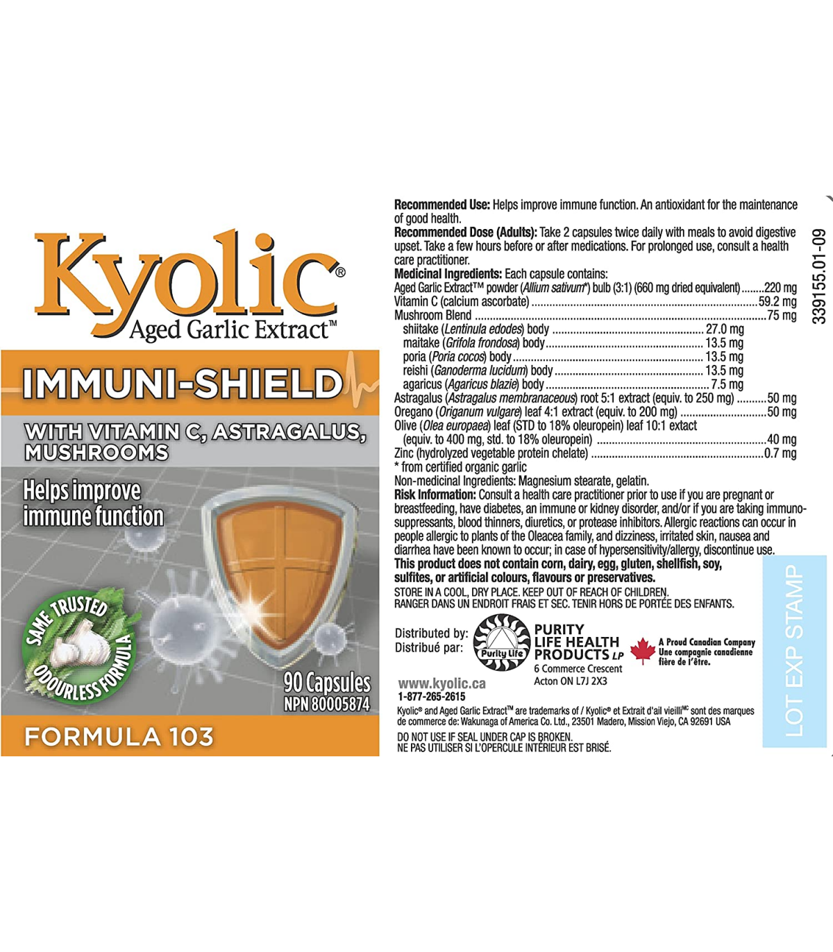 Kyolic Formula 103 Immuni-Shield 90 Capsules | Unbeatable Prices, Daily Deals | VITASHOP