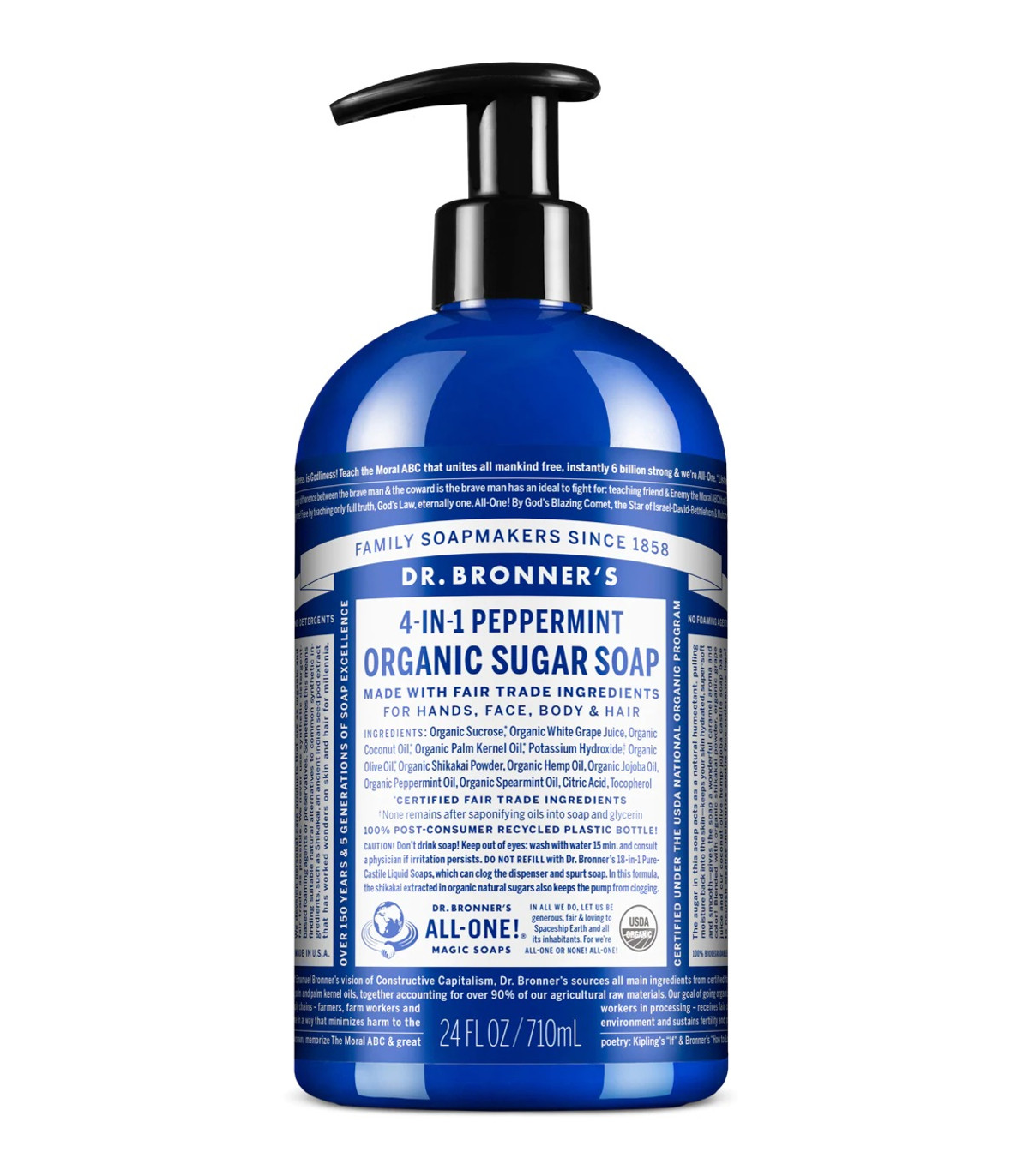 Dr. Bronner's 닥터 브로너스 페퍼민트 슈가 펌프 솝 오그 710ml | 매일 업데이트되는 특가 상품 | VITASHOP
