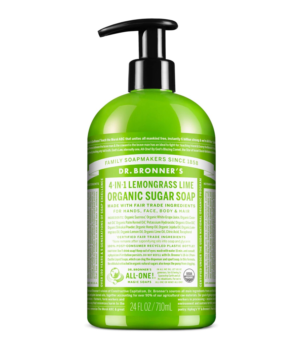Dr. Bronner's Lemongrass Lime Sugar Pump Soap Org 710 ml | Unbeatable Prices, Daily Deals | VITASHOP