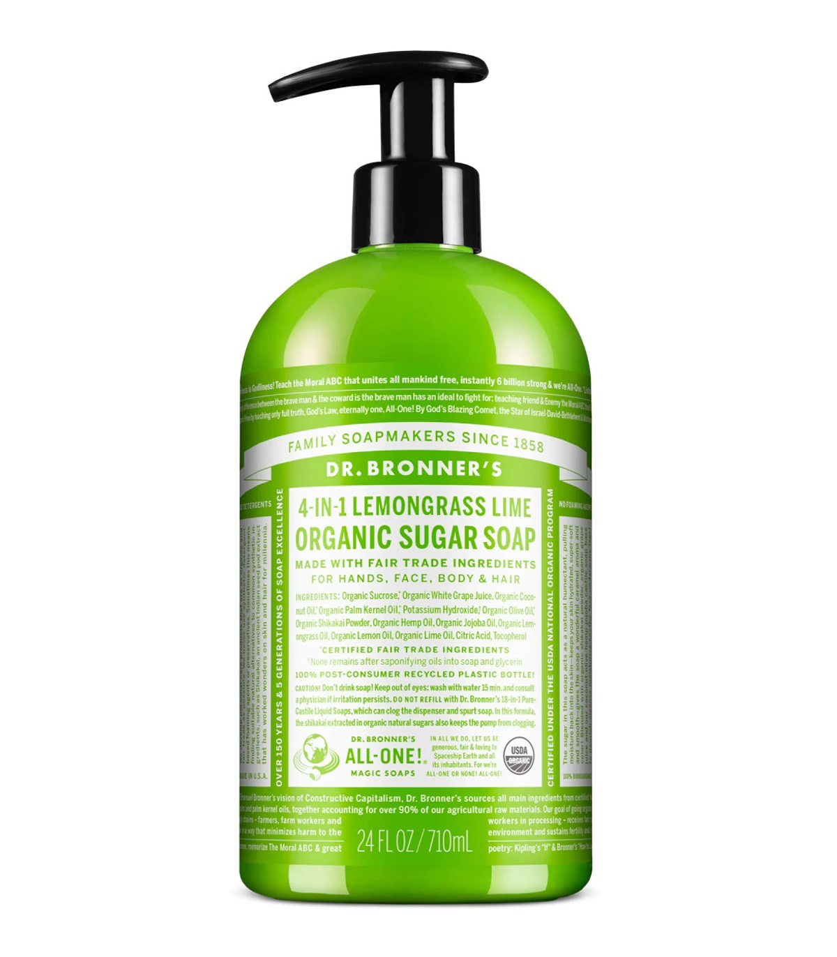 Dr. Bronner's Lemongrass Lime Sugar Pump Soap Org 710 ml | Unbeatable Prices, Daily Deals | VITASHOP