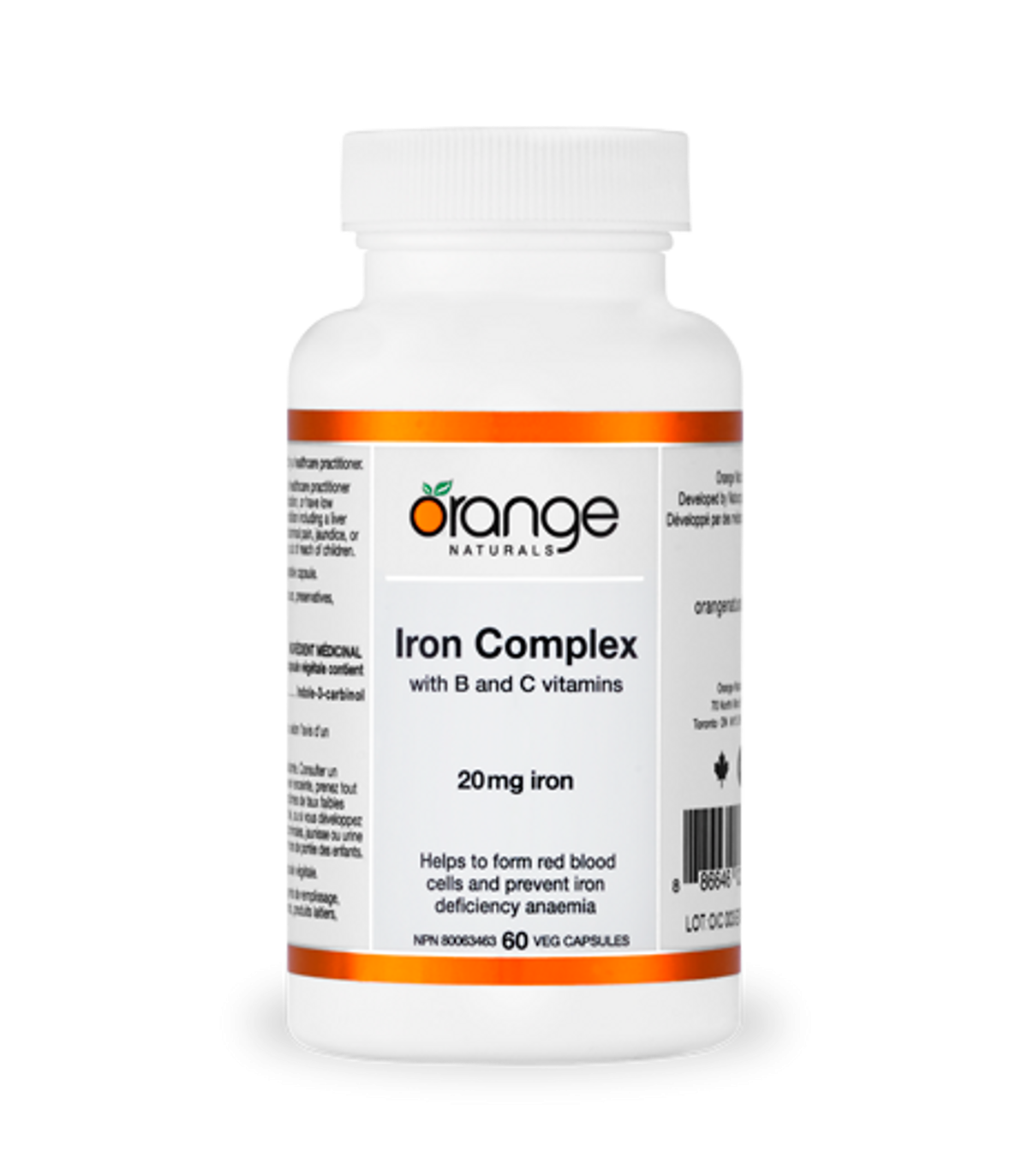 Orange Naturals Iron Complex 20 mg 60 Vegi Capsules | 每天不同折扣, 全网最低价格 | 种类齐全的保健品店铺 VITASHOP, 只有你想不到, 没有你买不到 !