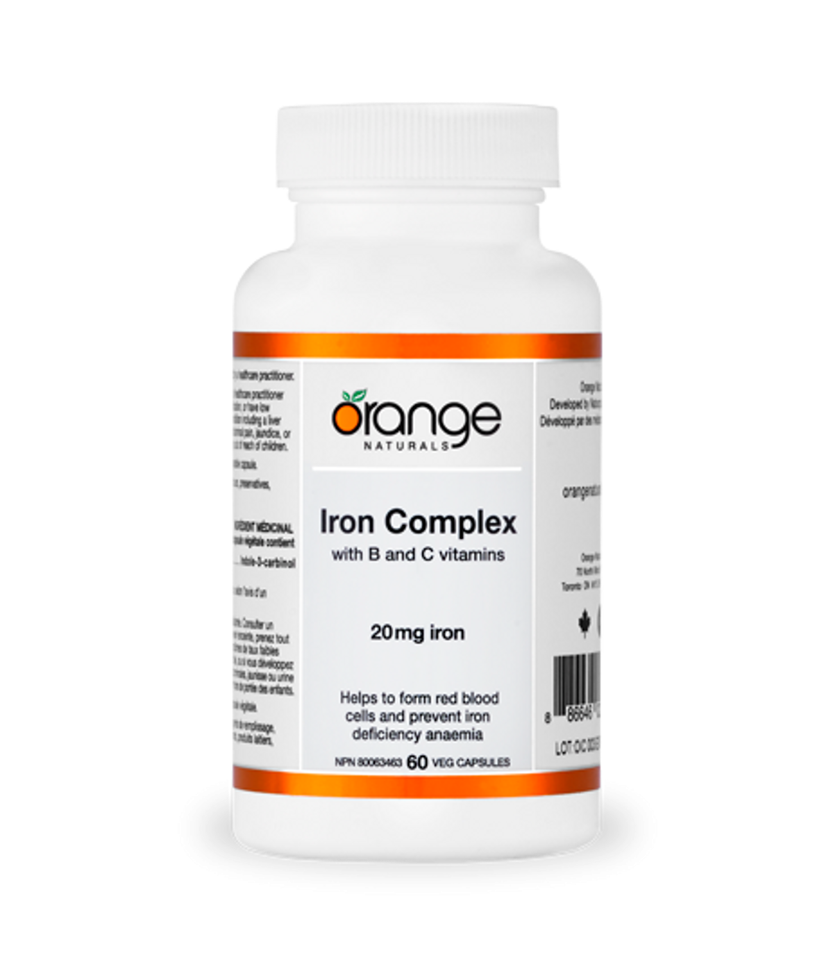 Orange Naturals Iron Complex 20 mg 60 Vegi Capsules | 每天不同折扣, 全网最低价格 | 种类齐全的保健品店铺 VITASHOP, 只有你想不到, 没有你买不到 !