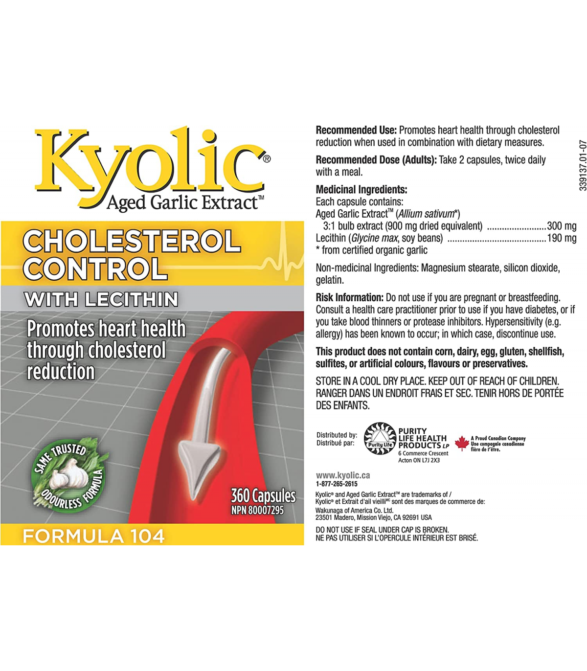 Kyolic Formula 104 Choles Cntrl w/Lecithin 360 Capsules | Unbeatable Prices, Daily Deals | VITASHOP