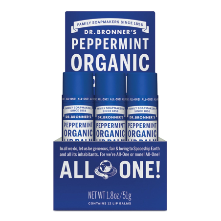 Dr. Bronner's Peppermint Lip Balm 12 x 4 g | Unbeatable Prices, Daily Deals | VITASHOP