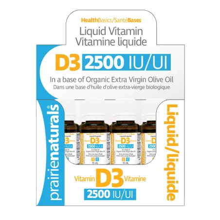 Prairie Naturals Vitamin D3 Cholecalciferol 2,500 IU in Organic Extra-Virgin Olive Oil 15 ml x 12 box | 每天不同折扣, 全网最低价格 | 种类齐全的保健