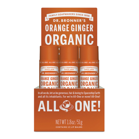 Dr. Bronner's Orange Ginger Lip Balm 12 x 4 g | 每天不同折扣, 全网最低价格 | 种类齐全的保健品店铺 VITASHOP, 只有你想不到, 没有你买不到 !