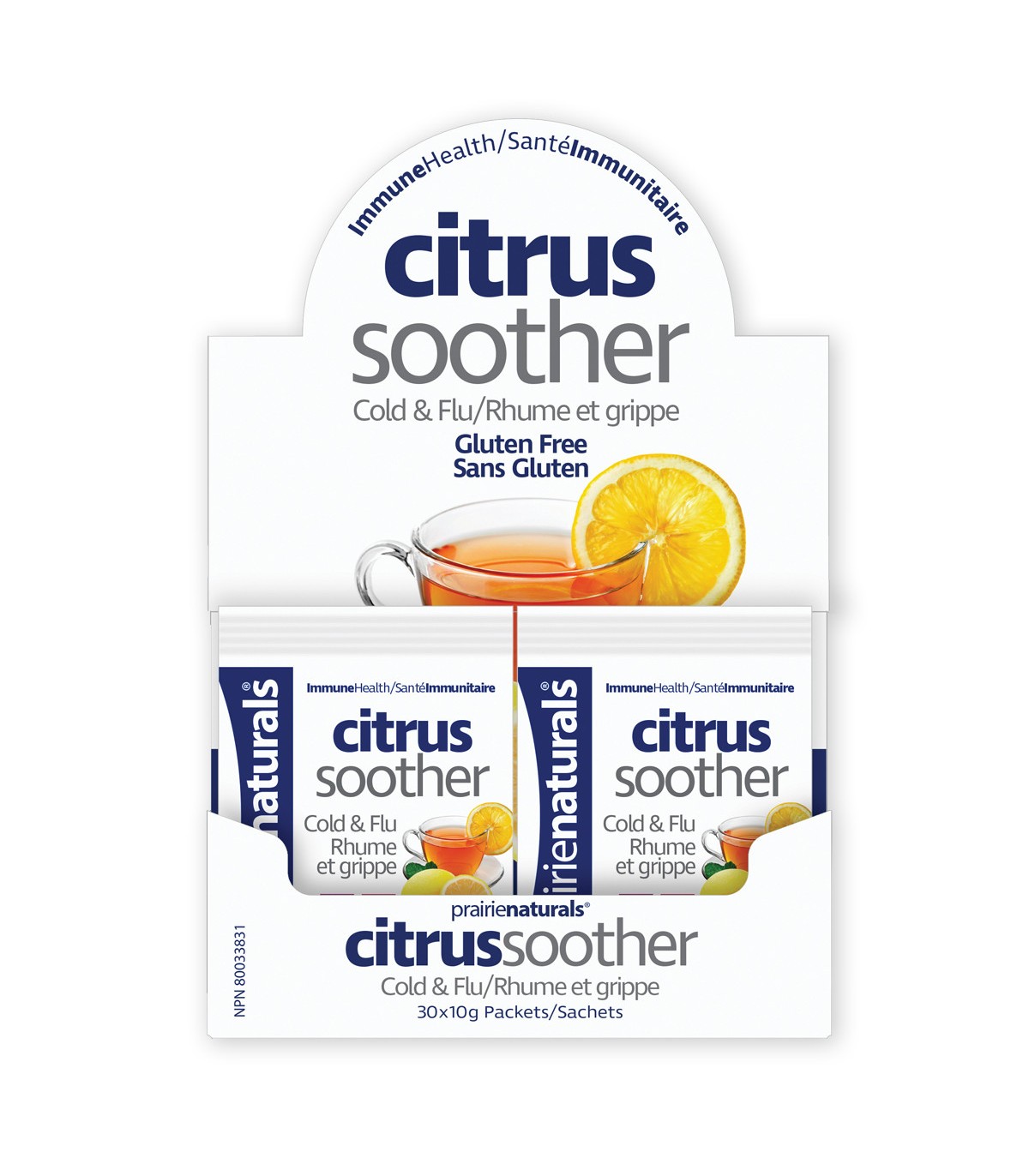 Prairie Naturals Citrus Soother Cold & Flu Hot Immune-Boosting Drink with Elderberry, Zinc, Vitamins D & C, & Lemon Balm 10 g x 