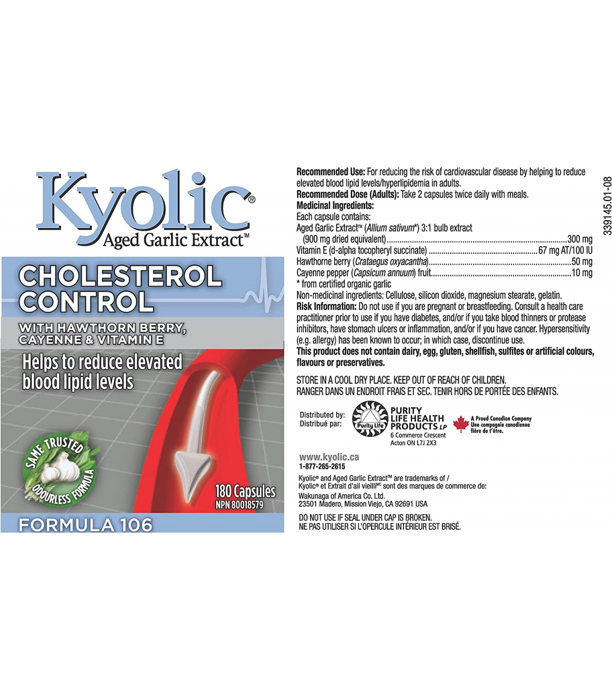 Kyolic Formula 106 Choles Cntrl w/Hawthorn 180 Capsules | Unbeatable Prices, Daily Deals | VITASHOP