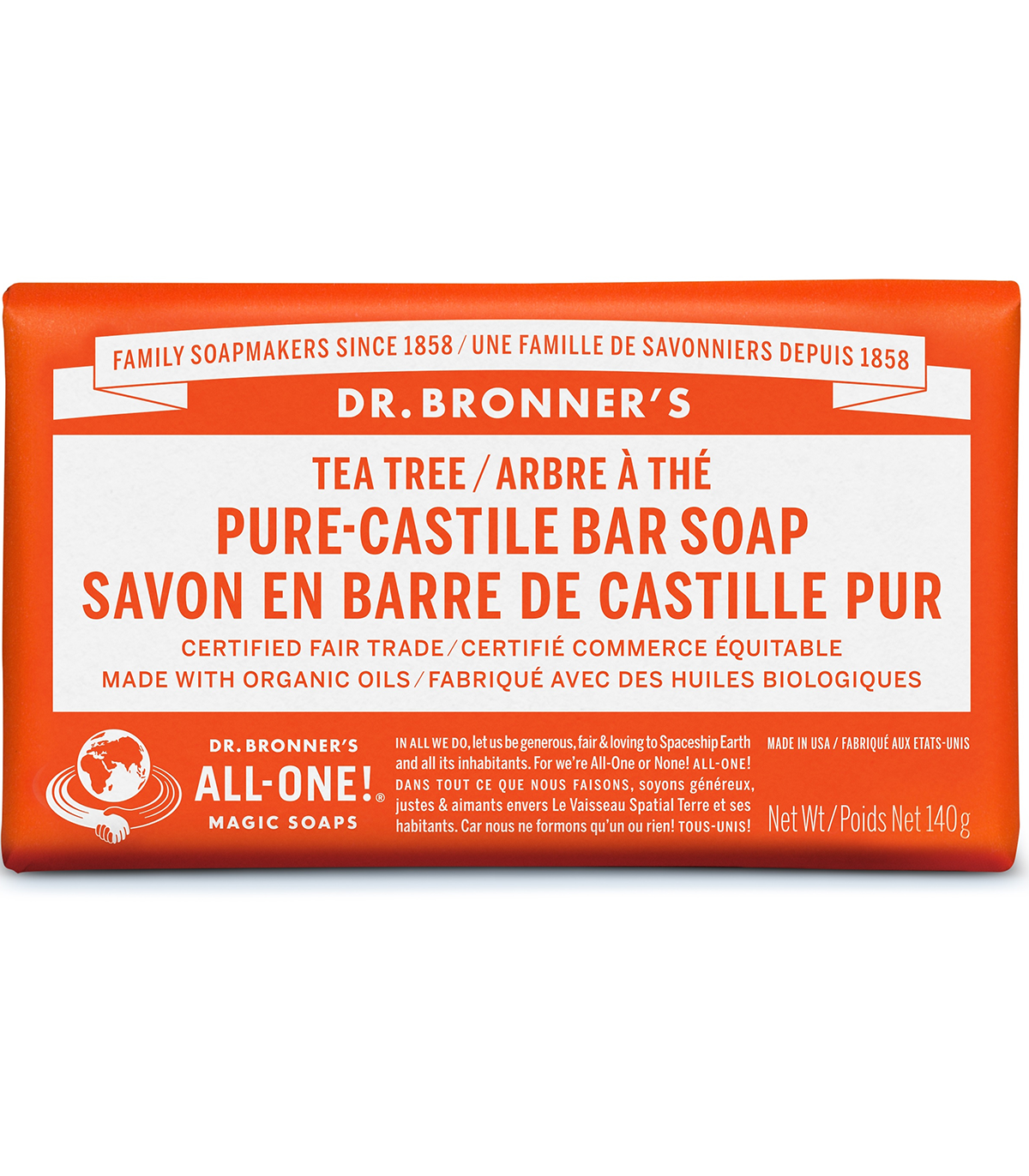 Dr. Bronner's Tea Tree Pure-Castile Bar Soap 140 g | 每天不同折扣, 全网最低价格 | 种类齐全的保健品店铺 VITASHOP, 只有你想不到, 没有你买不到 !