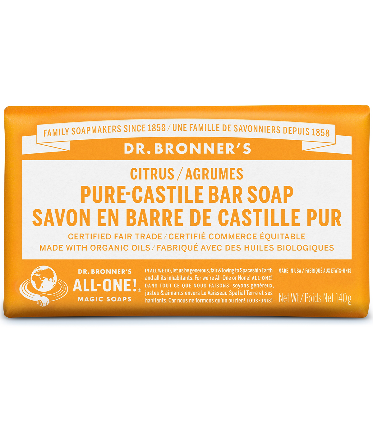 Dr. Bronner's 닥터 브로너스 시트러스 퓨어 카스티야 바 비누 140g | 매일 업데이트되는 특가 상품 | VITASHOP