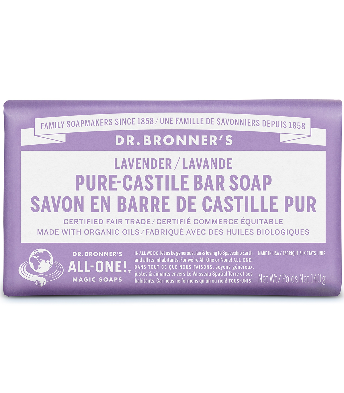 Dr. Bronner's Lavender Pure-Castile Bar Soap 140 g | Unbeatable Prices, Daily Deals | VITASHOP