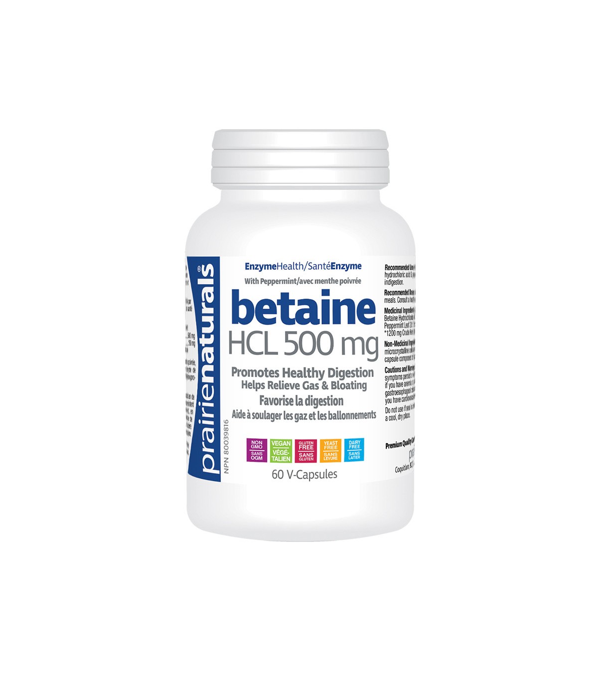 Betaine HCL 500 mg 60 Vegi Capsules | Safest & Easiest Shopping Vitamins Online | VITASHOP