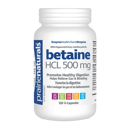 Prairie Naturals 프레리 내추럴스 베타인 HCL 500 mg 120 식물성 캡슐 | 매일 업데이트되는 특가 상품 | VITASHOP