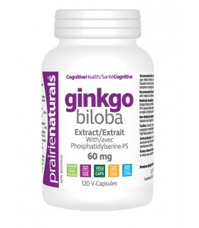 Prairie Naturals Ginkgo Biloba Extract 60 mg with Phosphatidylserine 120 Vegi Capsules | Unbeatable Prices, Daily Deals | VITASH