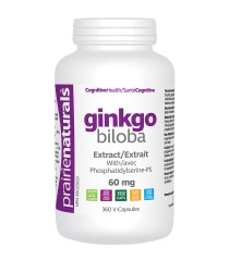 Prairie Naturals Ginkgo Biloba Extract 60 mg with Phosphatidylserine 360 Vegi Capsules | Unbeatable Prices, Daily Deals | VITASH