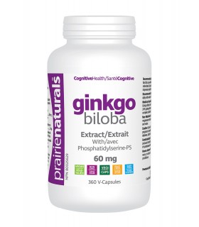 Prairie Naturals Ginkgo Biloba Extract 60 mg with Phosphatidylserine 360 Vegi Capsules | Unbeatable Prices, Daily Deals | VITASH