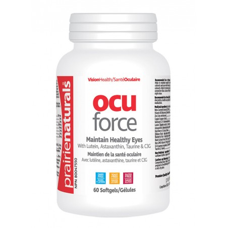 Prairie Naturals 프레리 내추럴스 Ocu-Force Vision Support with Lutein, Astaxanthin, Taurine, C3G, 비타민, 미네랄 60 소프트젤 | 매일 업데이트되는 특가 상품 |
